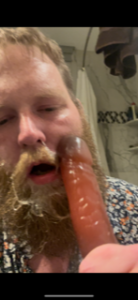 Dirty pig throats a dildo