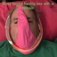 Pathetic sissy faggot sniffing worn panties