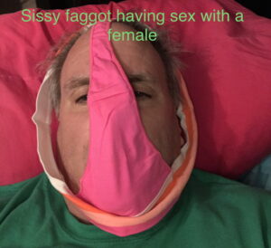 Pathetic sissy faggot sniffing worn panties