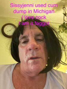 Used sissy faggot with load on face